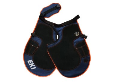 DELANTAL EKI FIBRA AZUL CON NARANJA