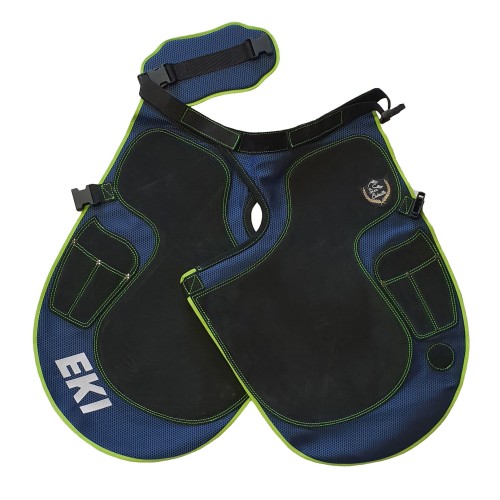 DELANTAL EKI FIBRA AZUL CON VERDE